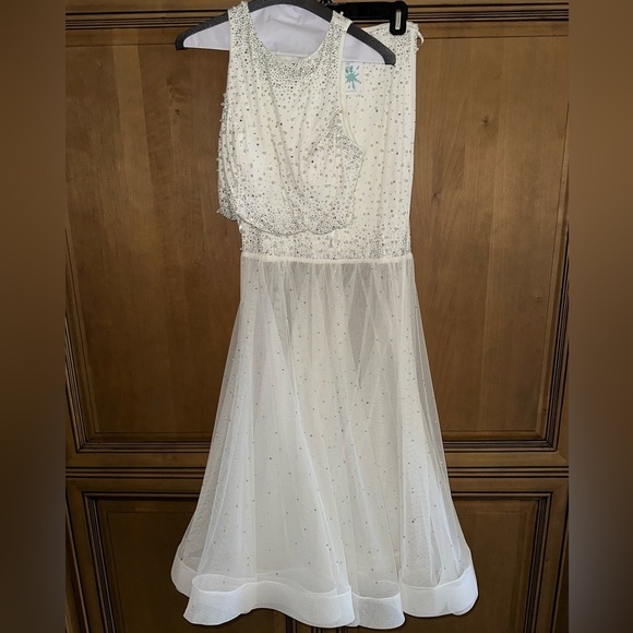 Say Yes to The Prom Dress White with Pearls and Rhinestones - Picture 1 of 5